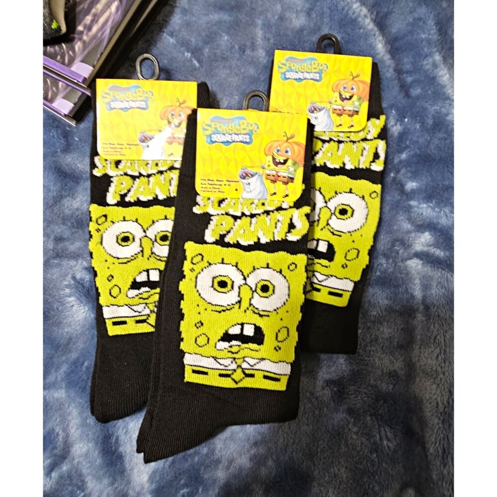 Nickelodeon SpongeBob ScaredyPants SquarePantsMen's Crew Socks Halloween New